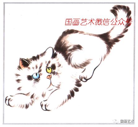黄猫的画法与其步骤1.调赭墨勾出头部轮廓.
