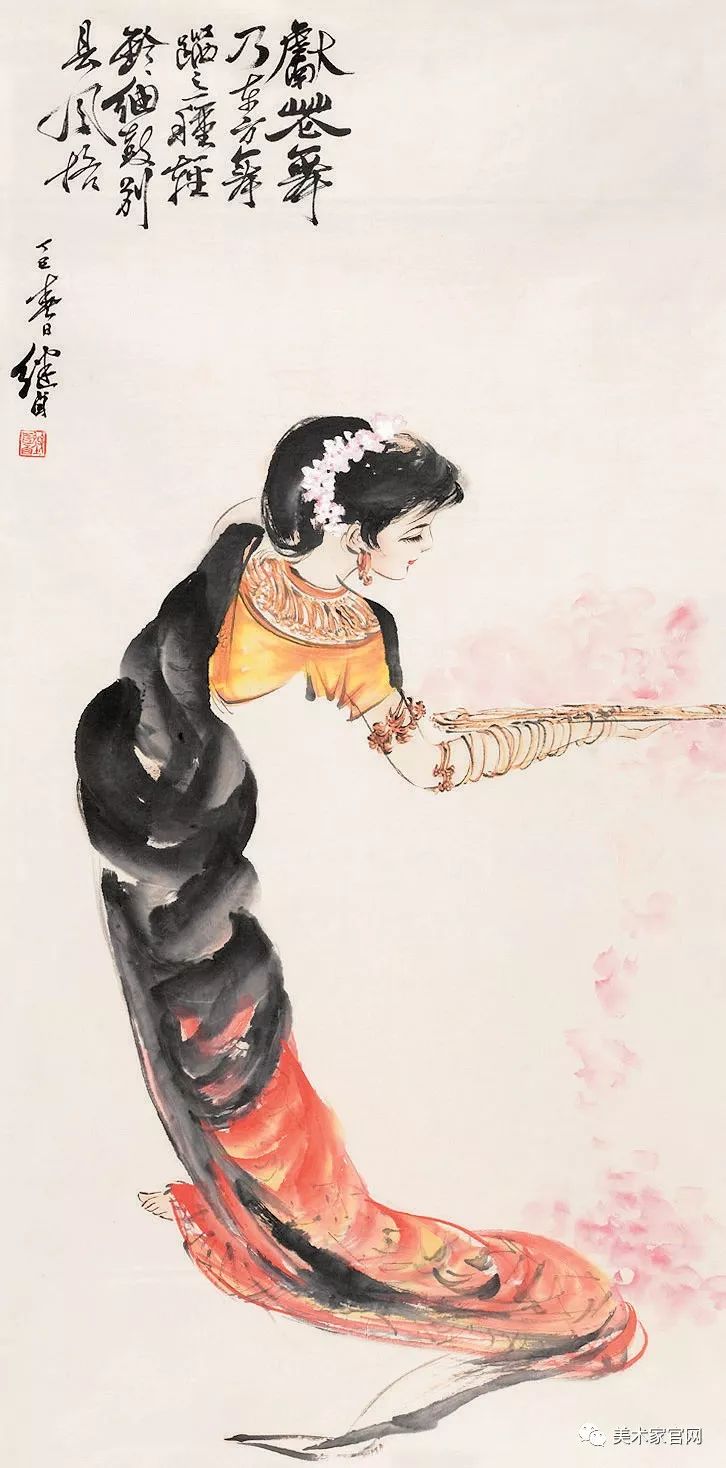 刘继卣画的人物仕女,花鸟走兽,多为工笔与写意相结合,在其绚丽多彩和