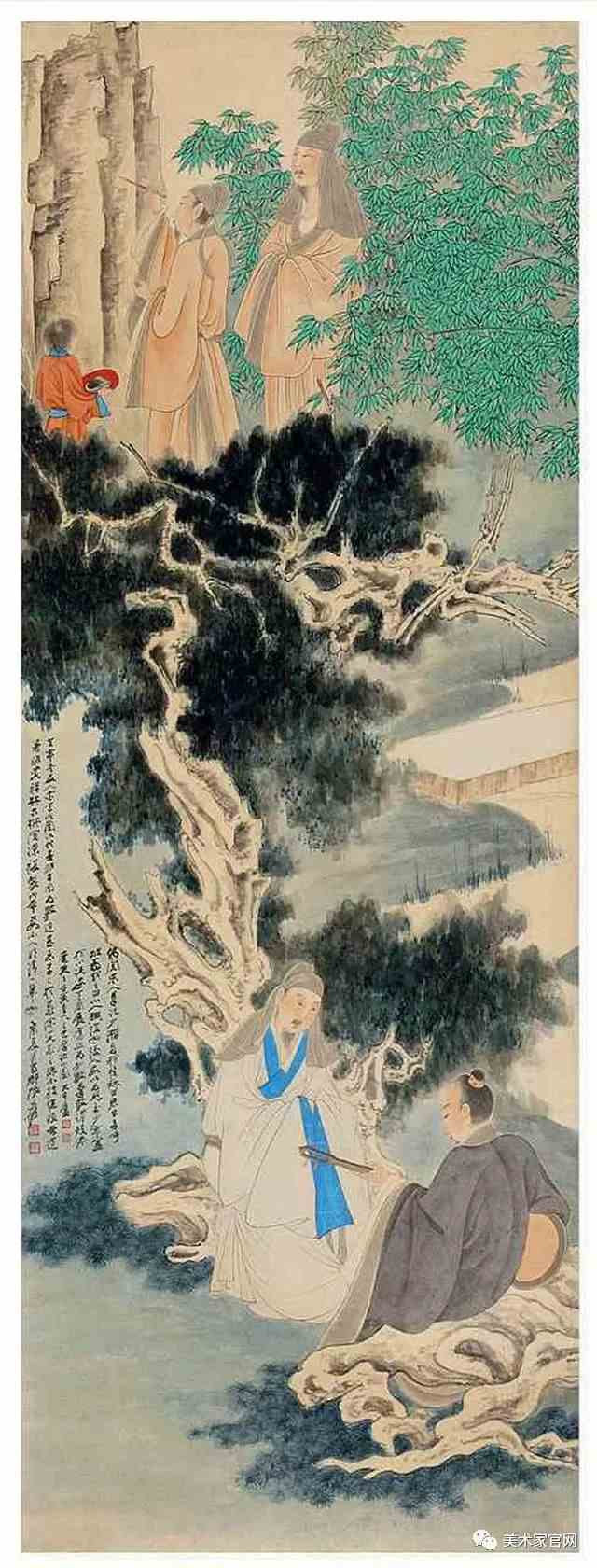 张大千连屏巨幅《西园雅集图》