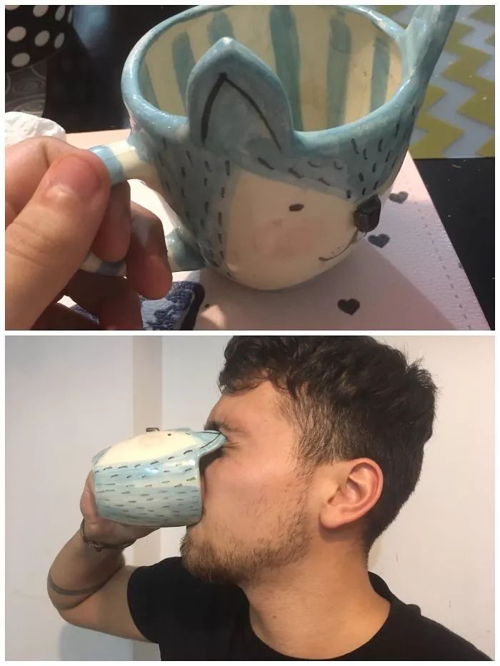 每天早上喝水的时候,都要自戳双目的杯子.