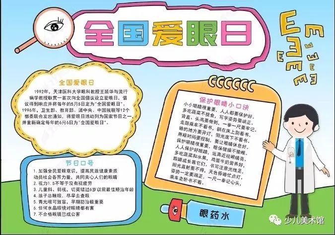 最近网课太多,爱眼护眼关键时期,儿童画 手抄报!