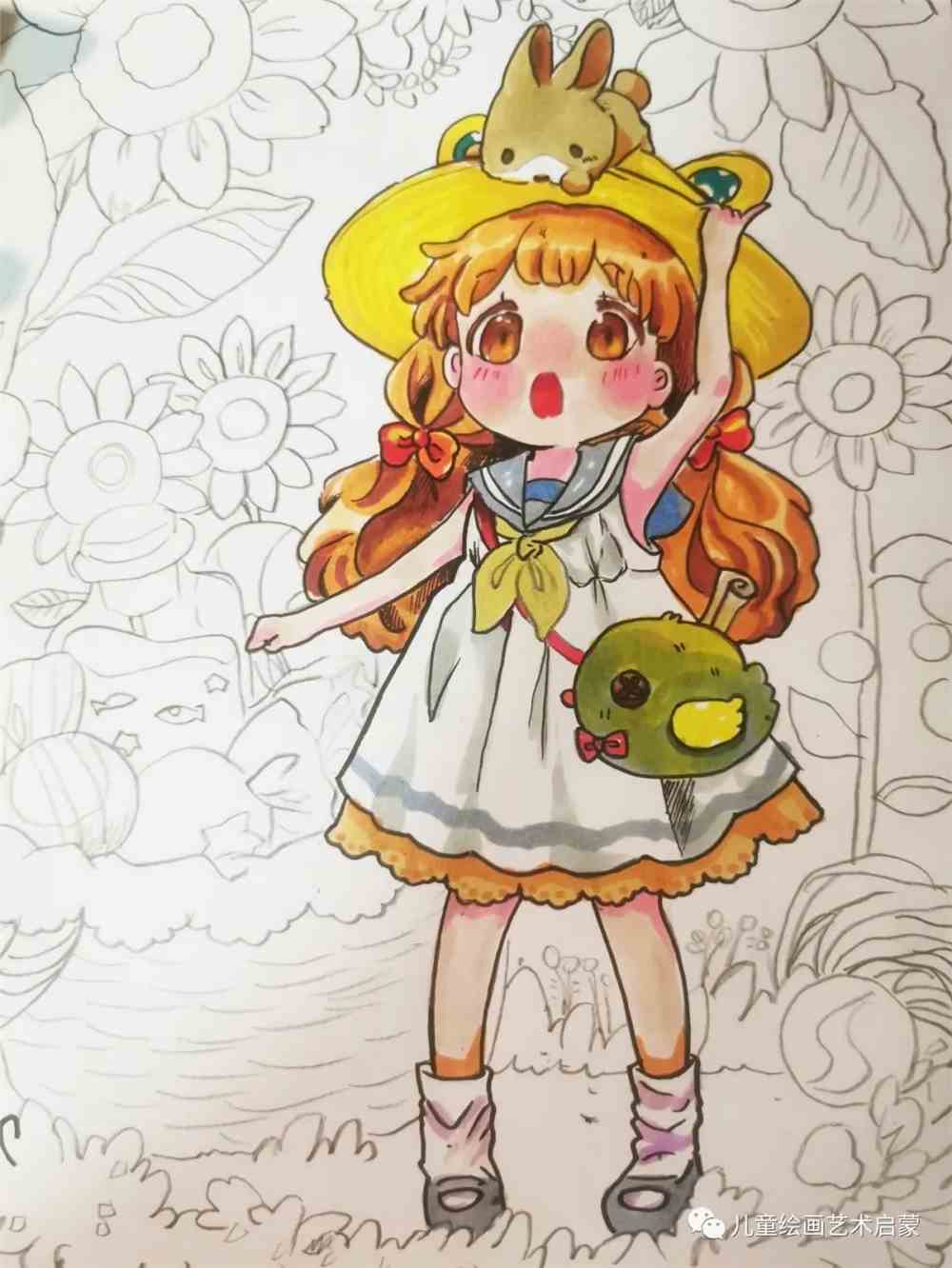 【绘画教程】马克笔画人物可爱的女孩主题——春天去野餐吧