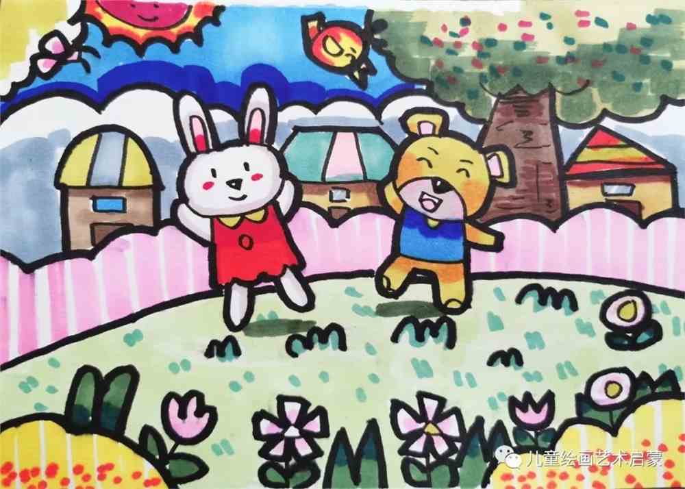 【创意画教程】春天主题的儿童画怎么画?