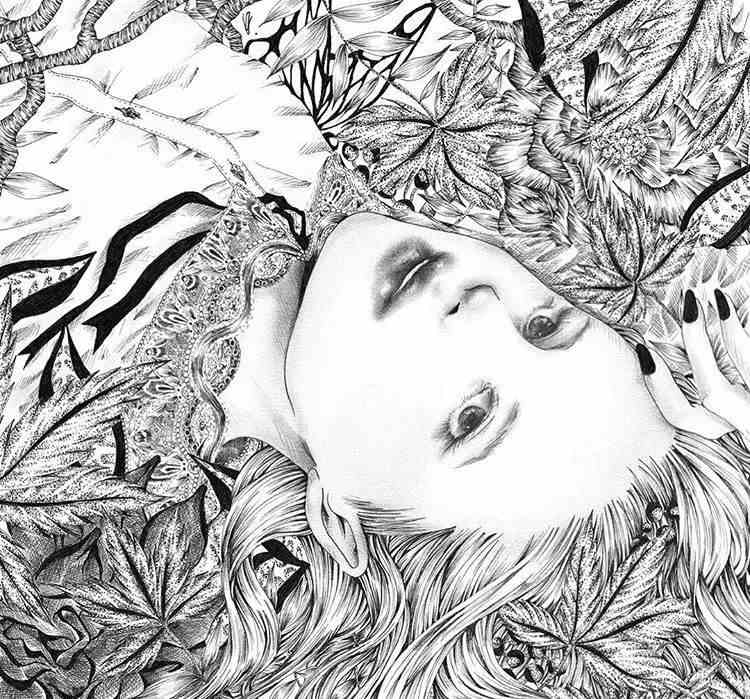 美的过分了,日本插画师笔下的细密黑白线条小姐姐