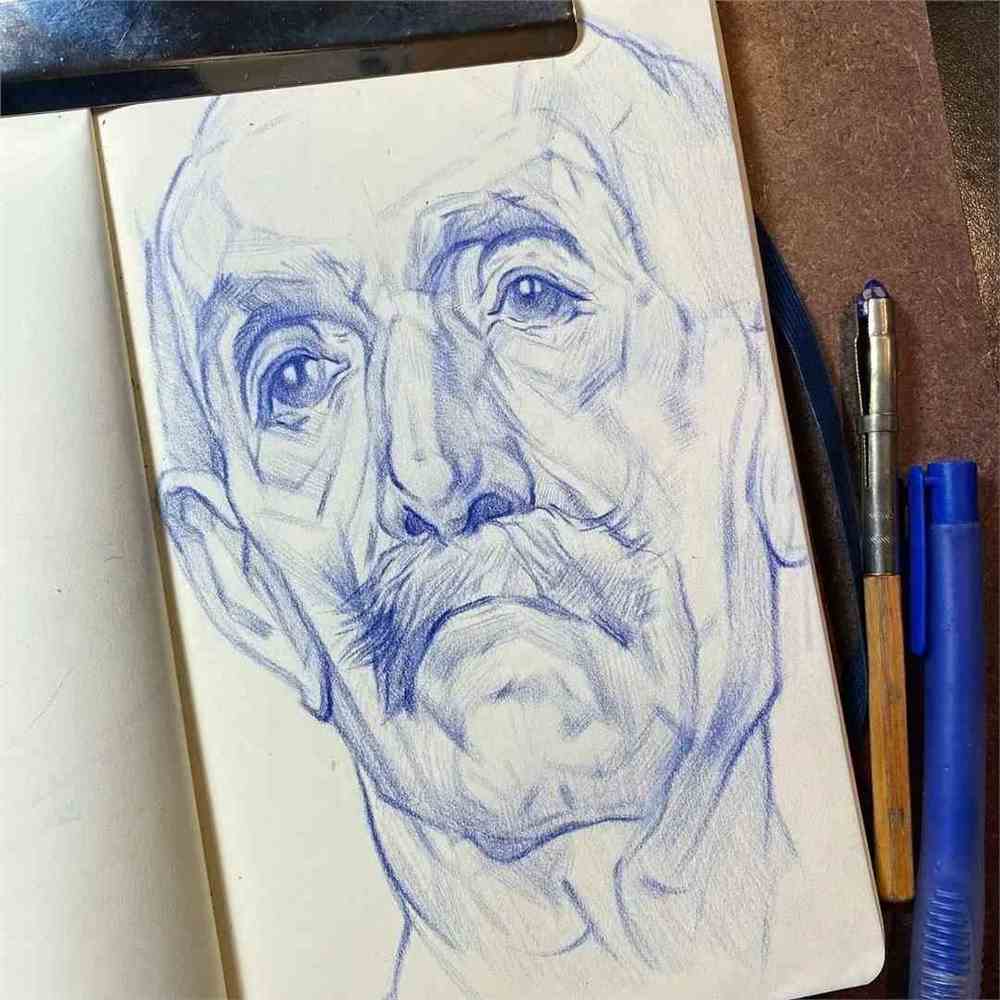 圆珠笔人物结构手稿_素描百科全书_零二七艺考
