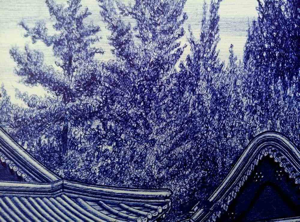 圆珠笔怎么能画成这样的风景图组碉堡
