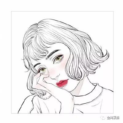 简约手绘女孩头像 | 分享_素描学习交流_零二七艺考