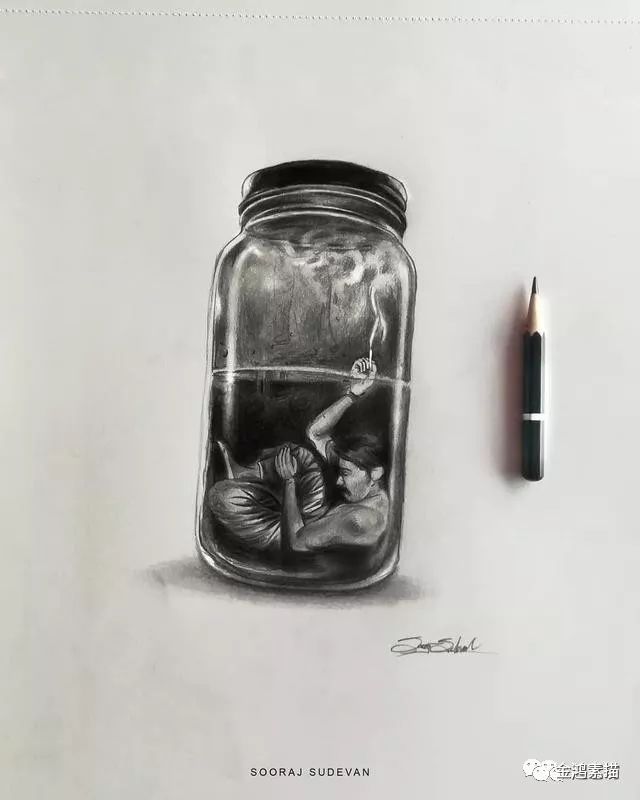 这是一组有故事的铅笔画,意境很好,让黑白素描更有味道 分享