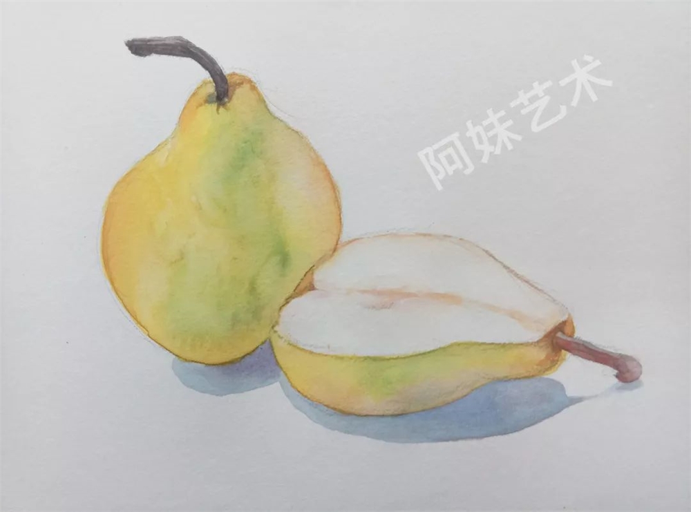 日绘社丨3分钟教你水彩画梨子_素描绘画教程_零二七艺考