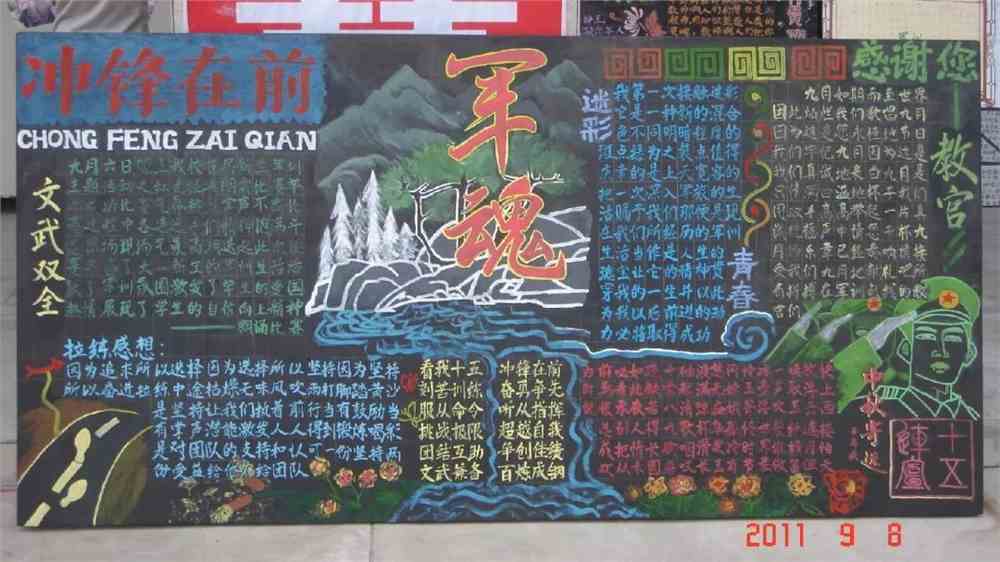 有关于军训的黑板报