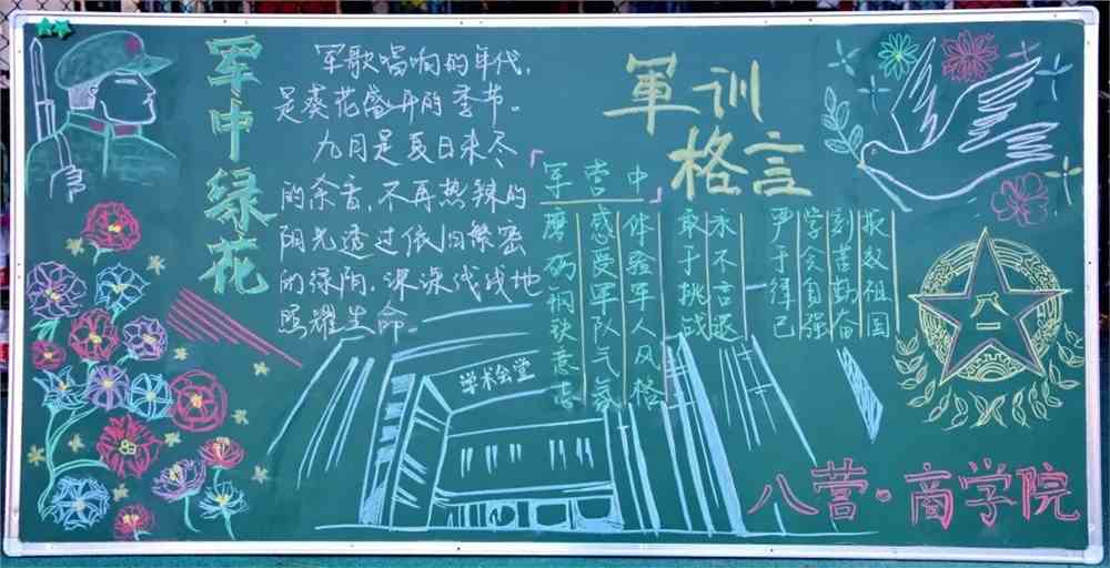 军训黑板报带你看大学新生的非凡气概