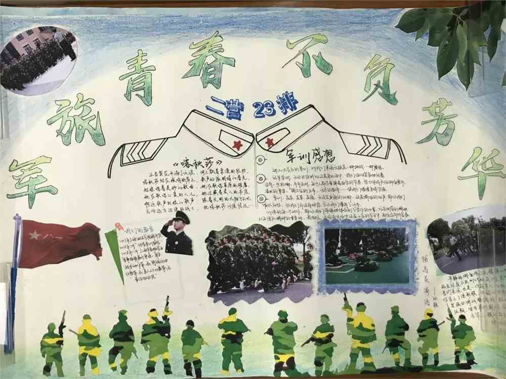 军旅青春不负芳华军训手抄报评比