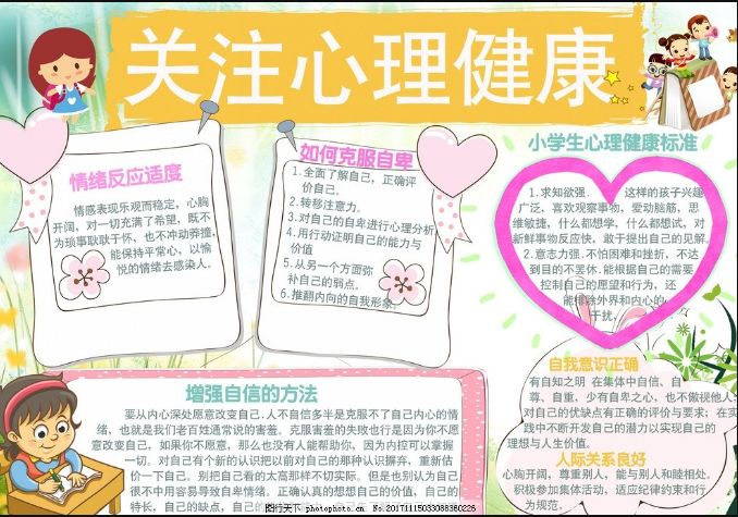 从此手抄报作业再也不用愁" 【文字素材参考】 01心理健康标准 ①有