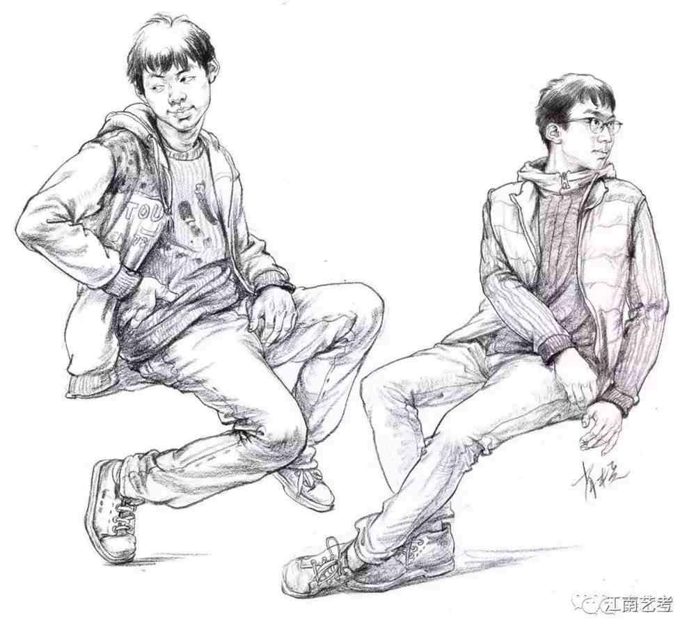 临摹精选丨双人动态速写组合范画