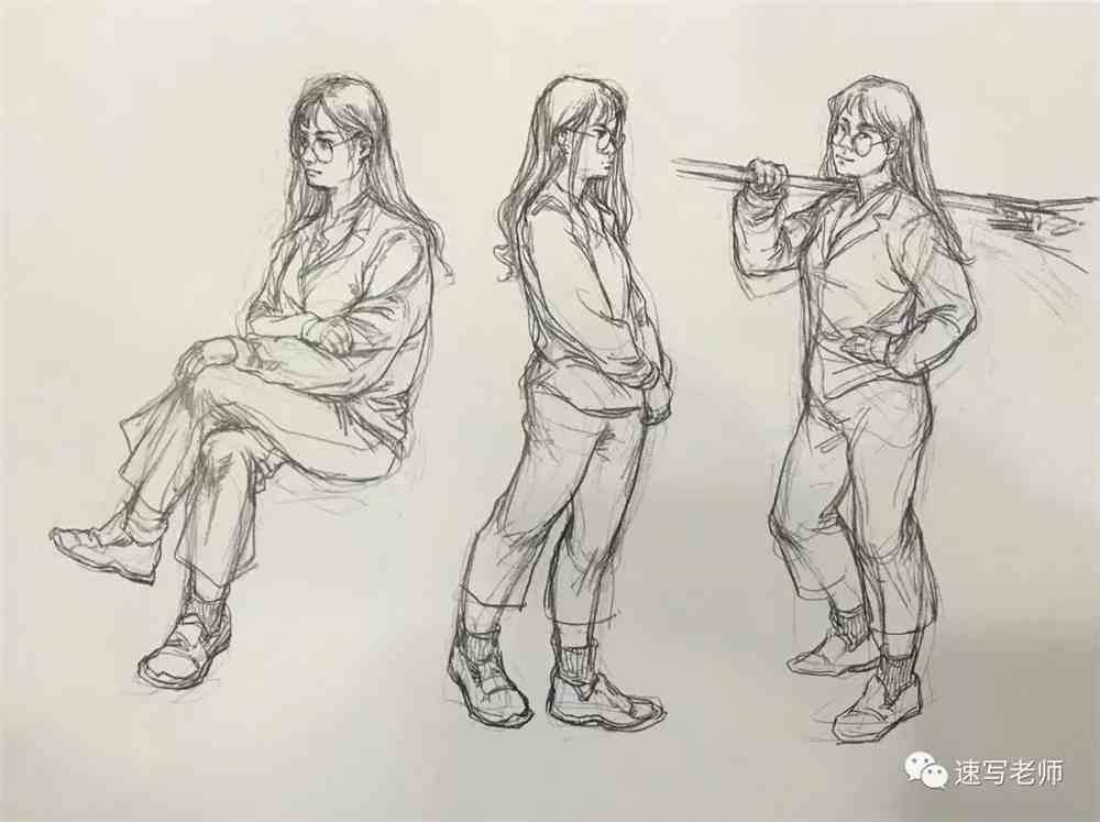 主要考察对慢快的画面把握;2默写单人(站坐蹲或正侧,四分之三);3大师