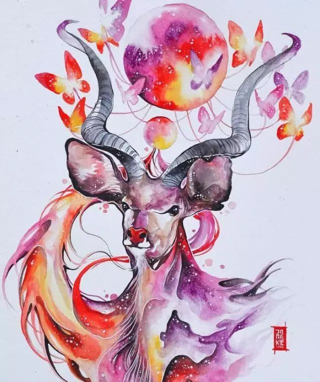 作品欣赏:充满着魔法色彩的手绘水彩动物插画