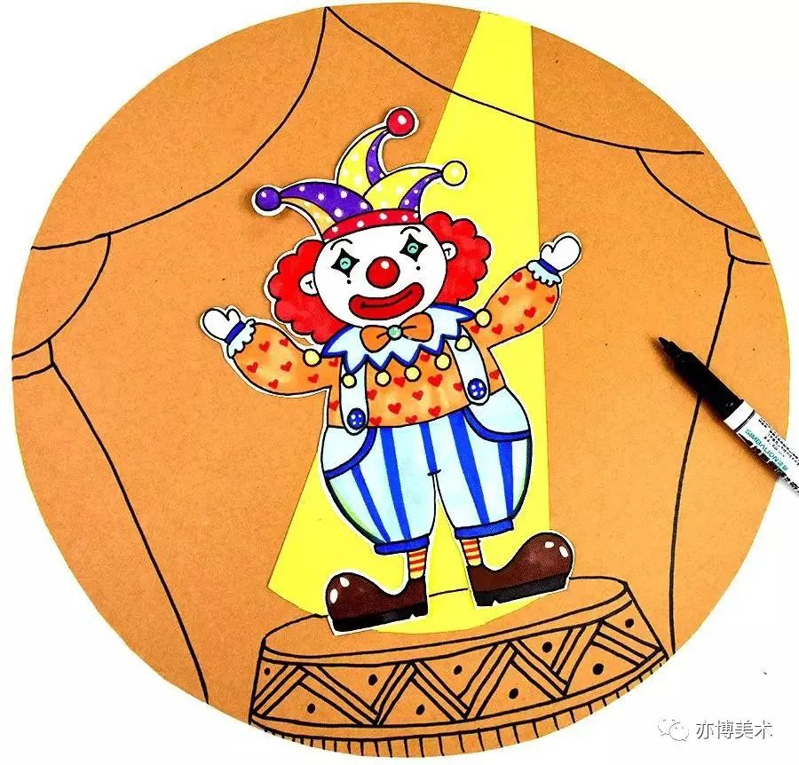 【马克笔线描剪贴创意手绘】一场小丑的表演