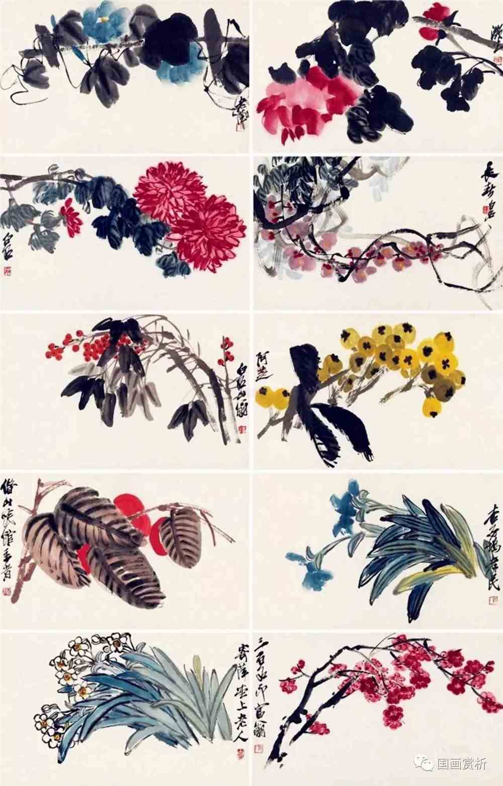 齐白石花鸟草虫30幅