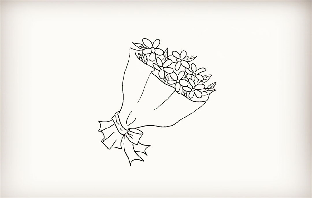 简笔画教程一束美丽的花