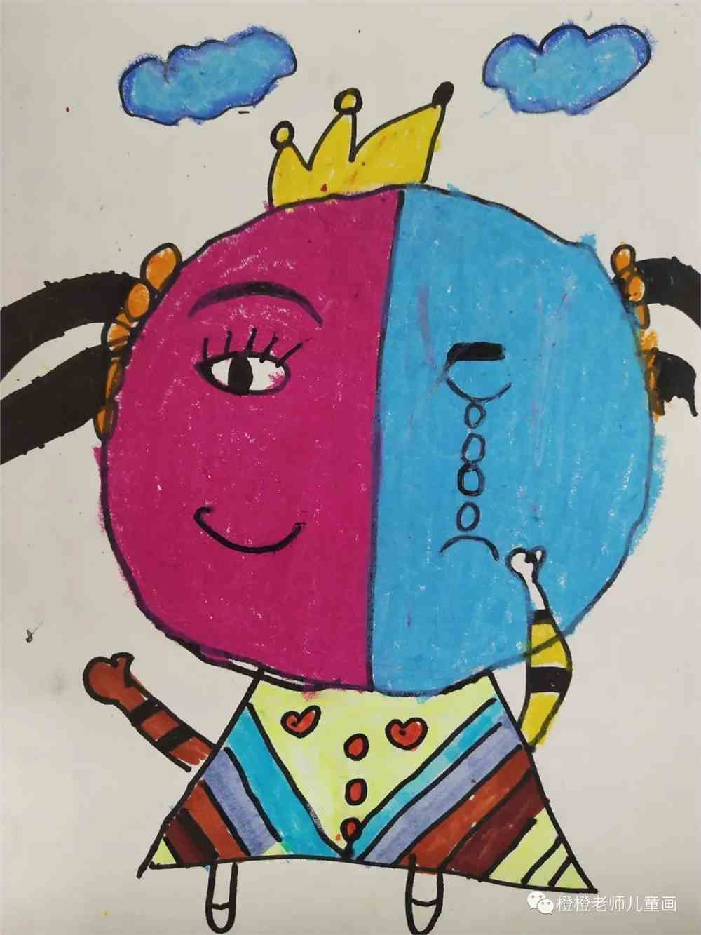 有趣的脸 学生随堂作业_橙橙老师儿童画_零二七艺考